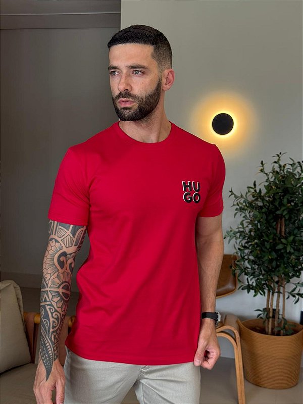 CAMISETA MASCULINA HUGO - VERMELHO