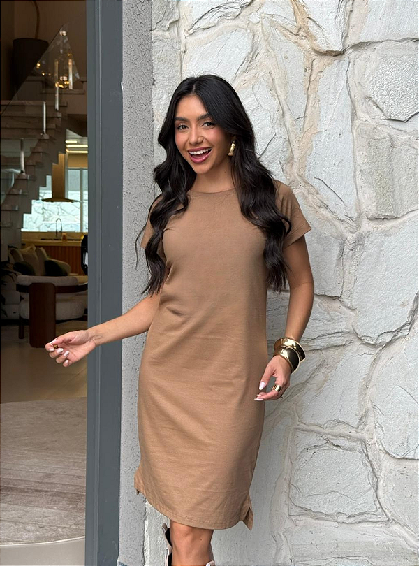 VESTIDO DRESS LISO - MARROM TERRA