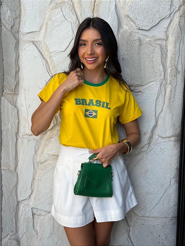 T-SHIRT DTF BRASIL BICOLOR - AMARELO