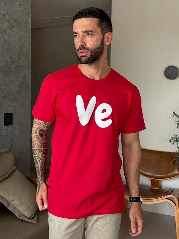 CAMISETA MASCULINA DTF VE (LOVE) - VERMELHO
