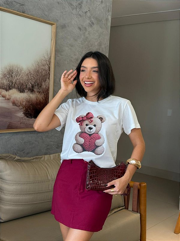 T-SHIRT DTF URSO CROCHÊ - OFF WHITE