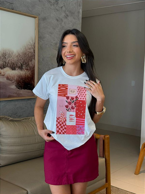 T-SHIRT DTF MOSAICO AMOR - OFF WHITE
