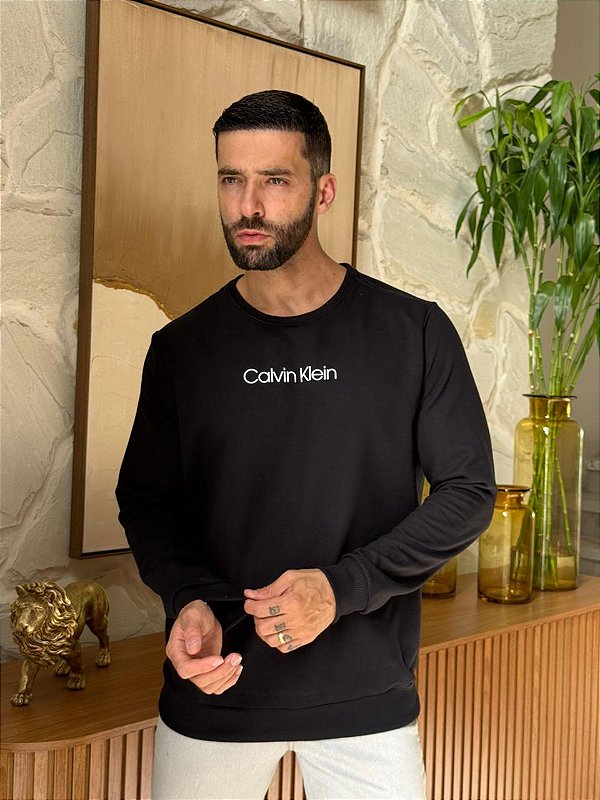 MOLETOM CALVIN KLEIN ALTO RELEVO - PRETO
