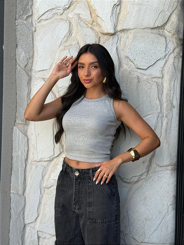 CROPPED RIBANA - CINZA MESCLA