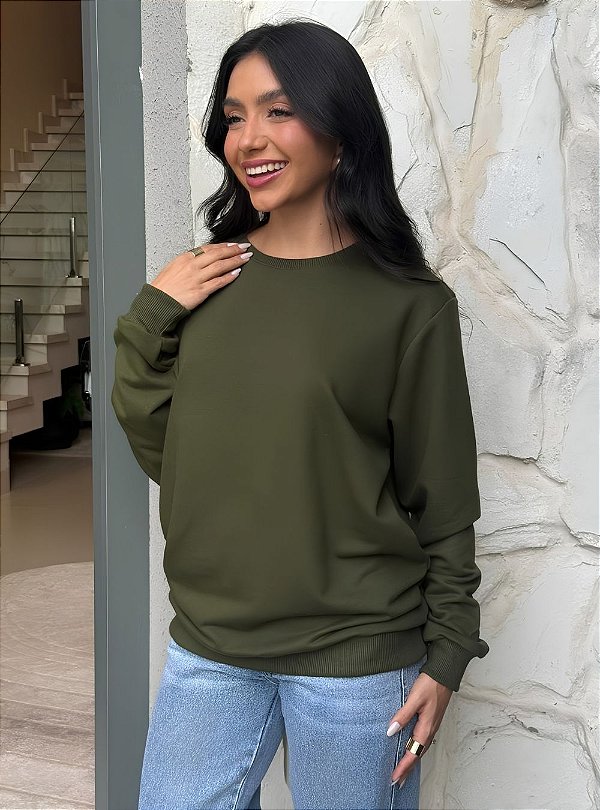 MOLETOM LISO BASIC - VERDE MILITAR
