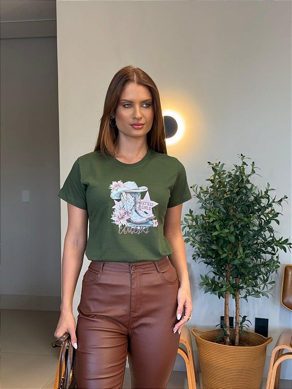 T-SHIRT DTF LET´S GO GIRLS ESTRELA - VERDE MILITAR