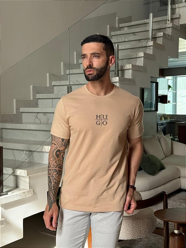 CAMISETA MASCULINA HUGO BOSS - BEGE DUNAS