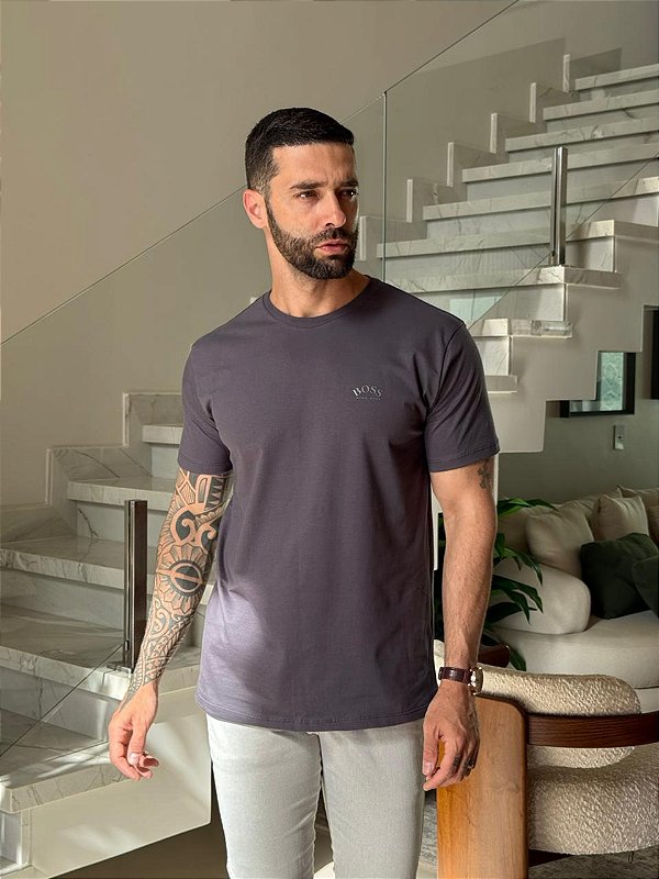 CAMISETA MASCULINA BOSS HUGO BOSS - CINZA ARDÓSIA