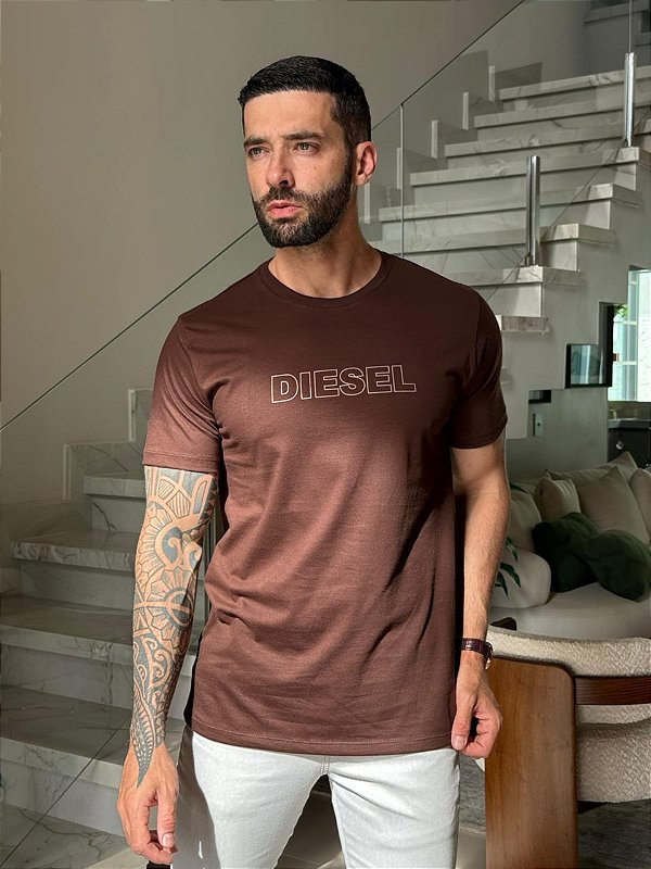 CAMISETA MASCULINA DIESEL - MARROM EXPRESSO