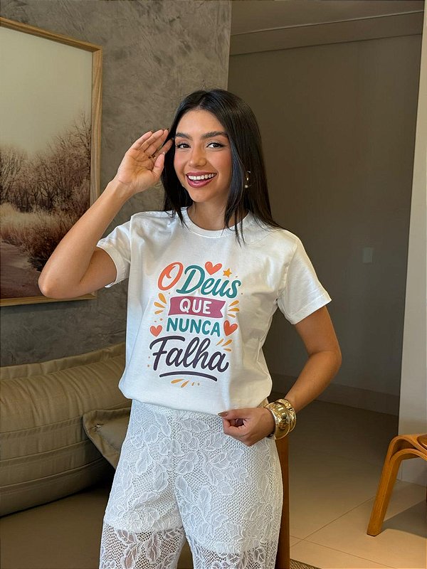 T-SHIRT DTF O DEUS QUE NUNCA FALHA - OFF WHITE