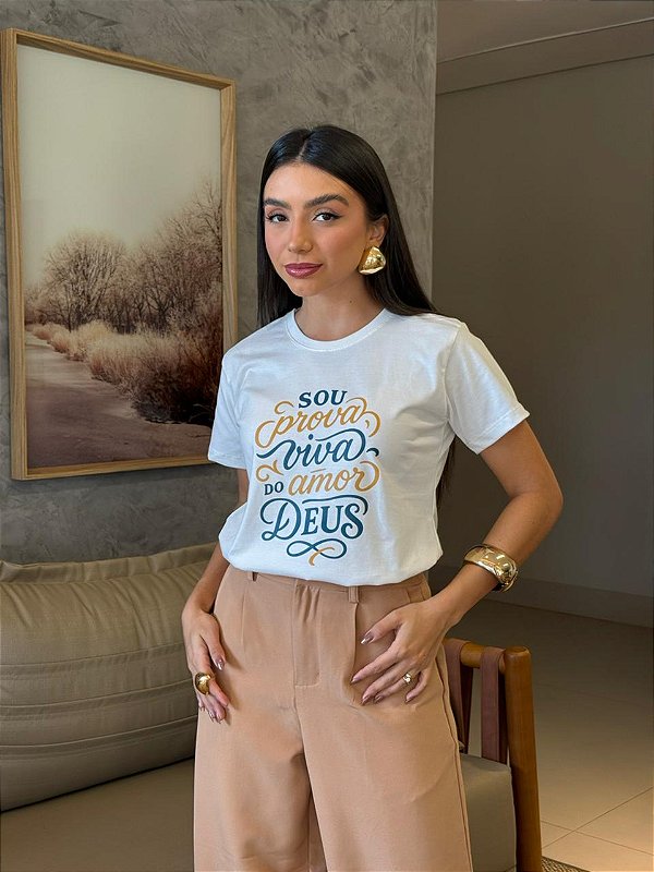 T-SHIRT DTF SOU PROVA VIVA DO AMOR DE DEUS - OFF WHITE
