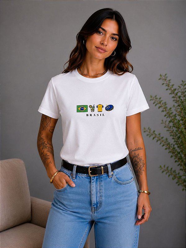 T-SHIRT DTF BRASIL ESSÊNCIA - OFF WHITE