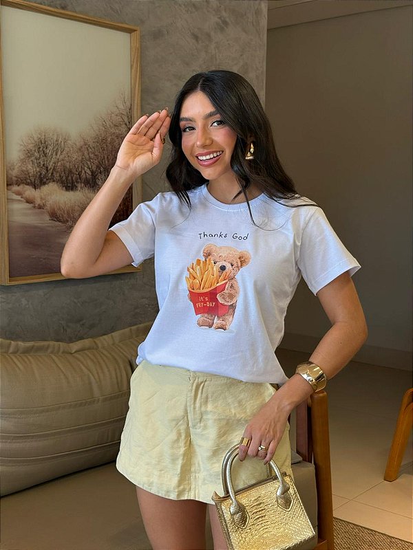 T-SHIRT DTF THANKS GOD - BRANCO