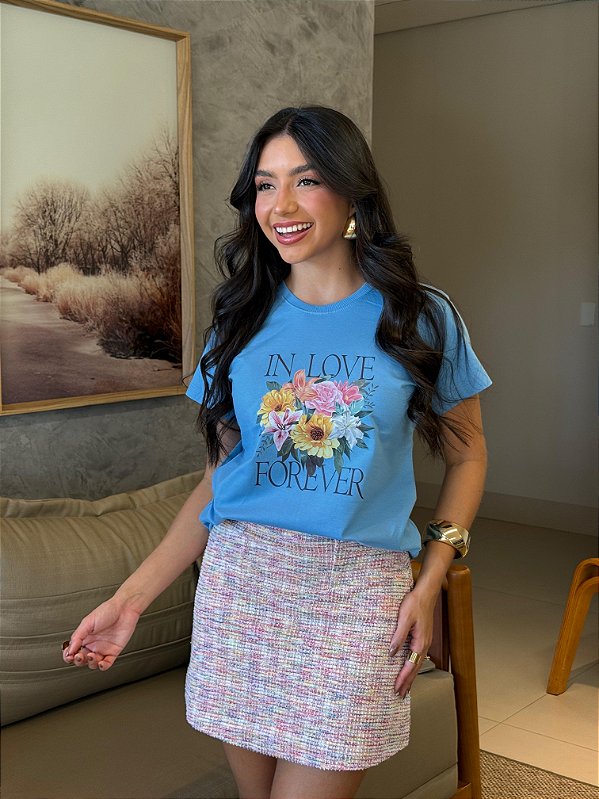 T-SHIRT DTF IN LOVE FOREVER - AZUL JEANS