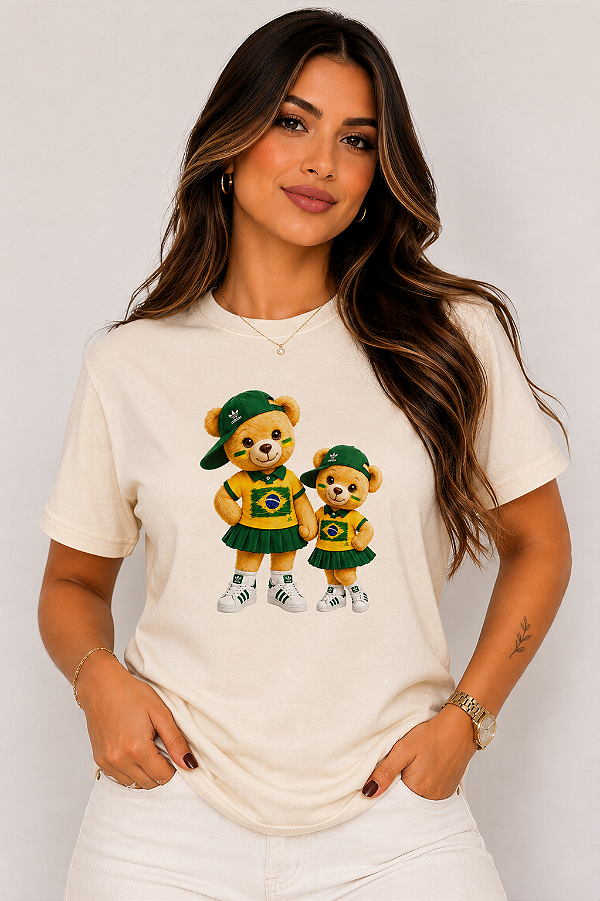 T-SHIRT DTF URSINHA BRASIL MÃE E FILHA - OFF WHITE