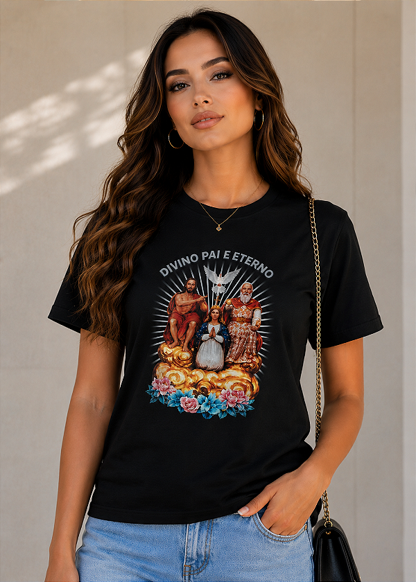 T-SHIRT DTF DIVINO PAI ETERNO - PRETO