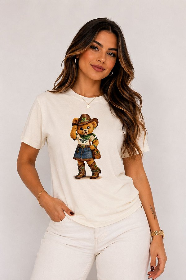 T-SHIRT DTF URSA BRASIL COWGIRL - OFF WHITE