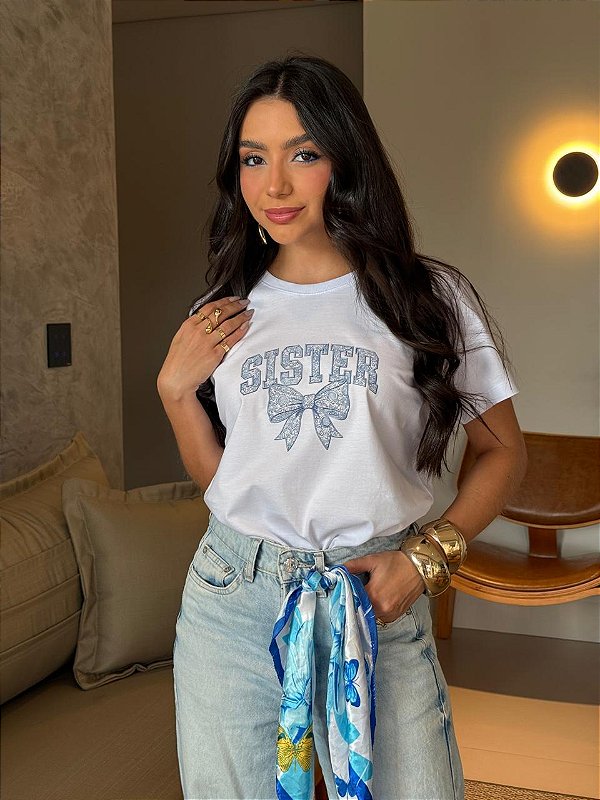 T-SHIRT DTF SISTER - BRANCO