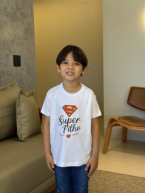 T-SHIRT INFANTIL DTF SUPER FILHO - BRANCO