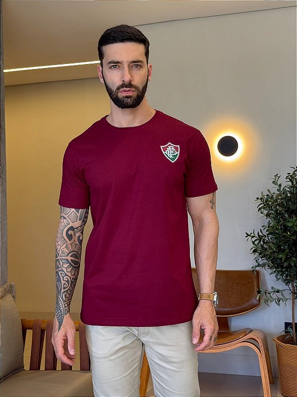 CAMISETA MASCULINA DTF ESCUDO FLUMINENSE - BORDO