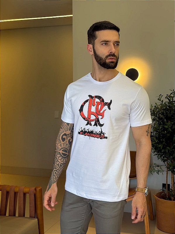 CAMISETA MASCULINA DTF FLAMENGO - BRANCO
