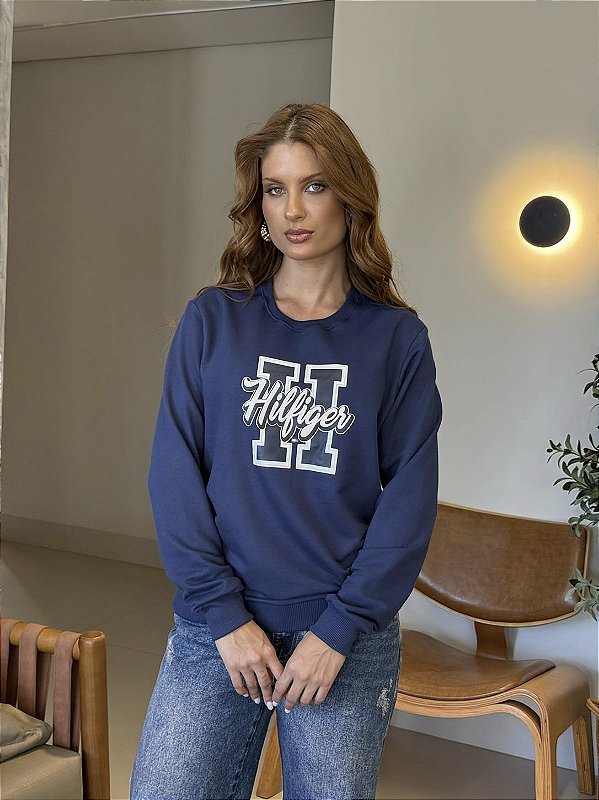 MOLETOM DTF HILFIGER - AZUL MARINHO