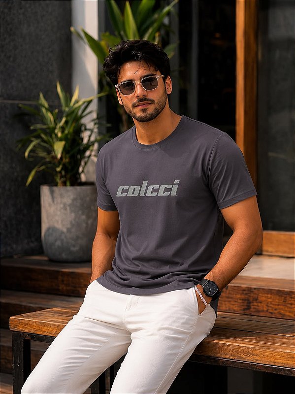CAMISETA MASCULINA COLCCIL - CINZA ARÓSIA