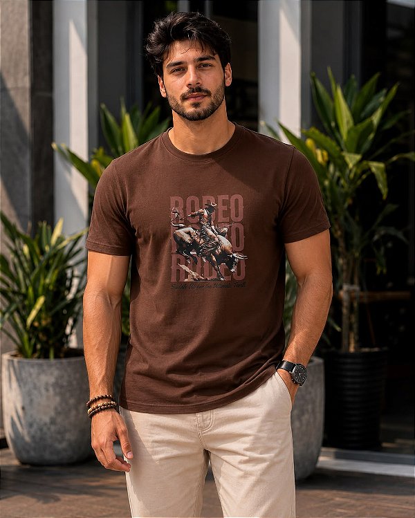 CAMISETA MASCULINA DTF RODEO - MARROM
