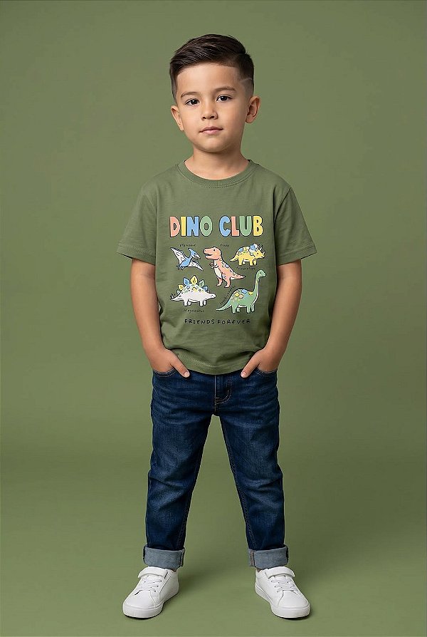T-SHIRT INFANTIL DTF DINO CLUB - FOLHA SECA