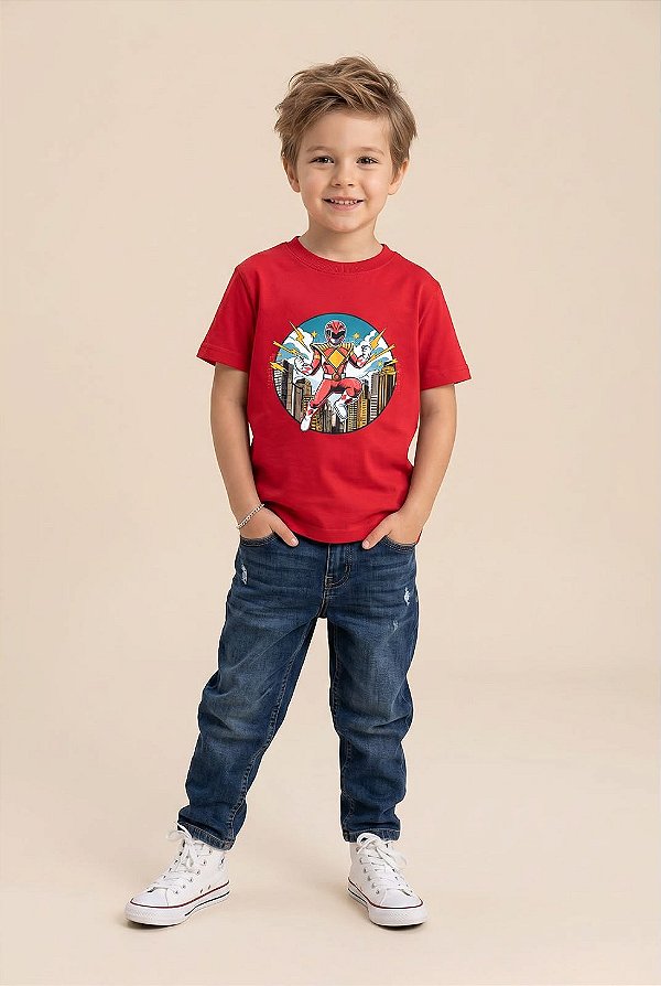 T-SHIRT INFANTIL DTF POWER RANGERS VERMELHO - VERMELHO