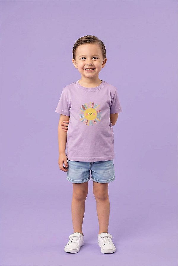 T-SHIRT INFANTIL DTF SOLZINHO FELIZ - LILÁS