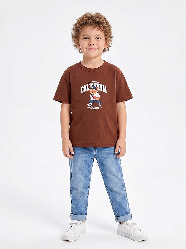 T-SHIRT INFANTIL DTF LOS ANGELES, CALIFORNIA - MARROM