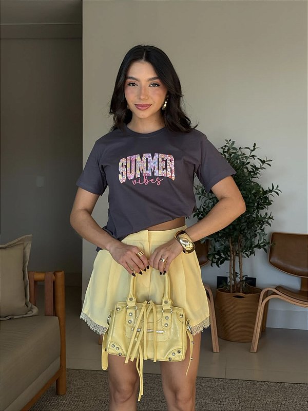 T-SHIRT DTF SUMMER VIBES - CINZA ARDOSIA