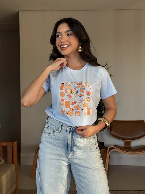 T-SHIRT DTF ORANGE GIRLY - AZUL CÉU