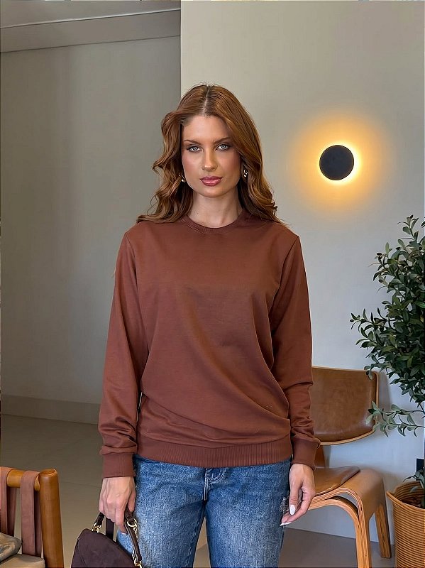 MOLETOM LISO BASIC - MARROM