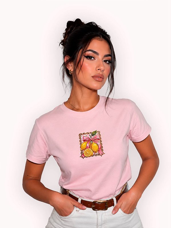 T-SHIRT DTF QUADRO LIMÃO SICILIANO - ROSA ROMANTIC