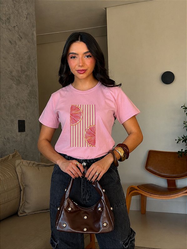 T-SHIRT DTF TORANJA LISTRAS - ROSA CLARO
