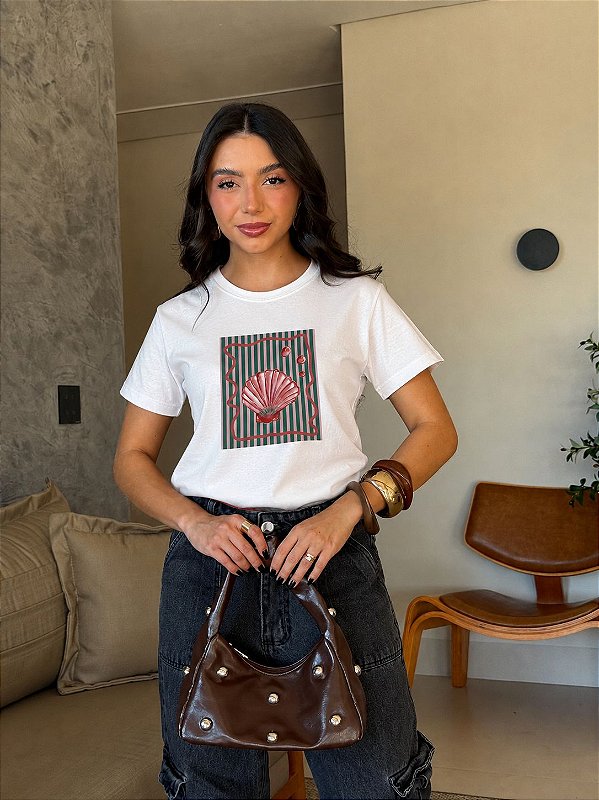 T-SHIRT DTF CONCHA LISTRAS - OFF WHITE