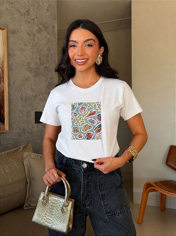 T-SHIRT DTF MOSAICO DE CONCHAS - OFF WHITE