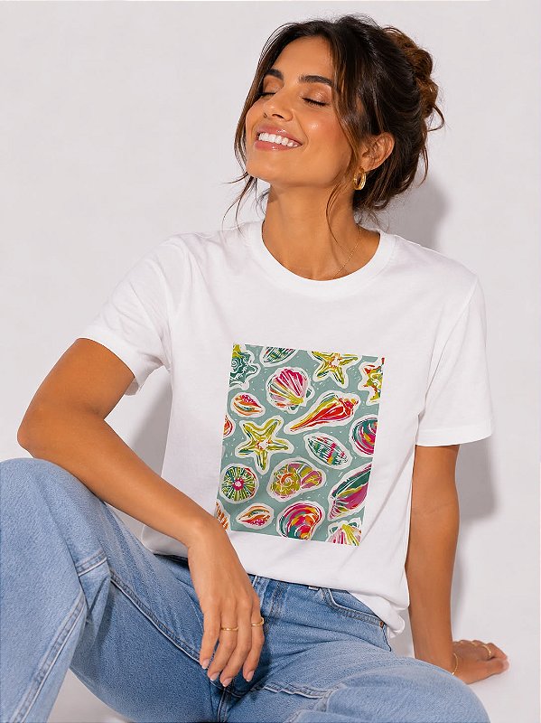 T-SHIRT DTF MOSAICO DE CONCHAS - OFF WHITE