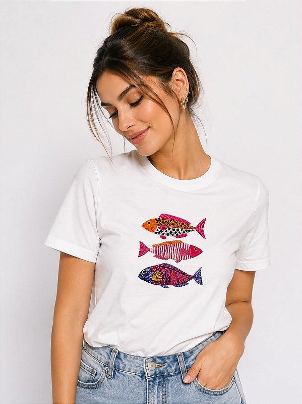 T-SHIRT DTF TRIO DE PEIXES - OFF WHITE