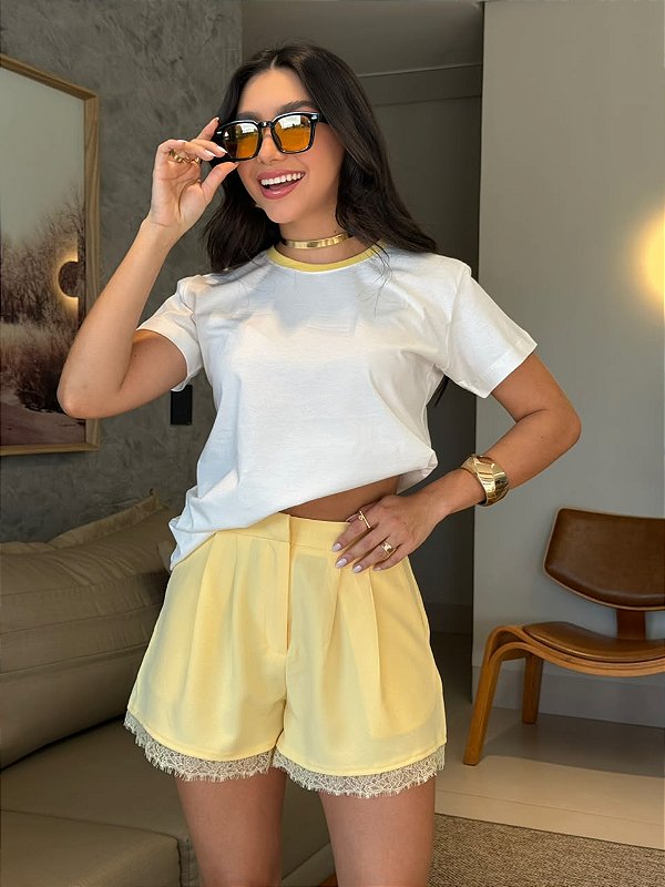 T-SHIRT LISA BICOLOR (AMARELO) - OFF WHITE