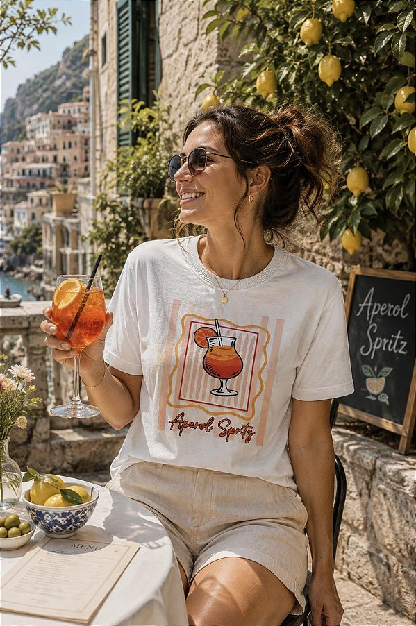 T-SHIRT DTF APEROL SPRITZ LISTRAS - OFF WHITE