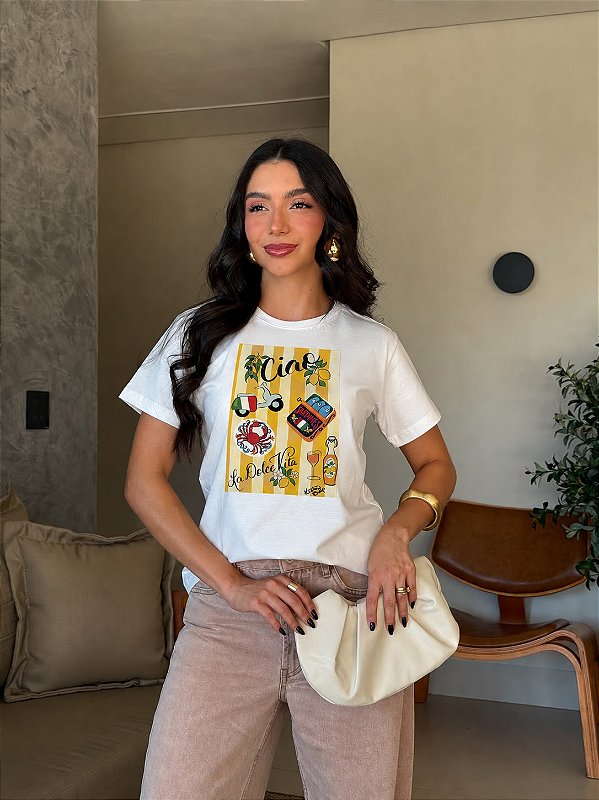 T-SHIRT DTF CIAO LA DOLCE VITA - OFF WHITE