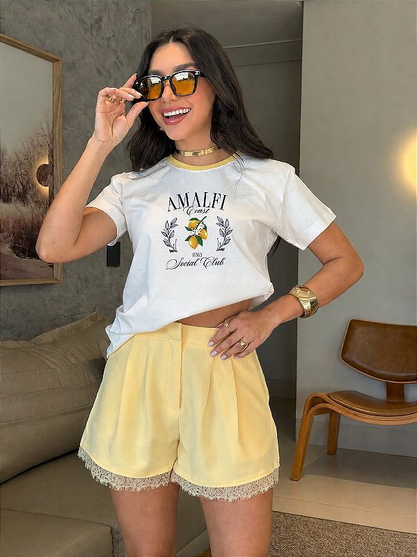 T-SHIRT DTF BICOLOR AMALFI SOCIAL CLUB - OFF WHITE(AMARELO)