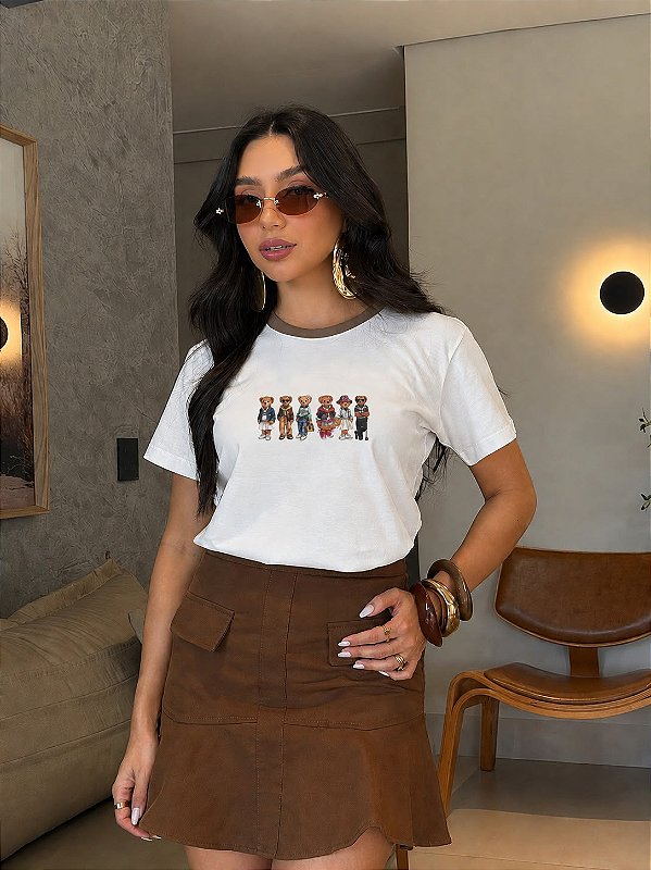 T-SHIRT DTF BICOLOR FAMILY BEAR - OFF WHITE(MOCACCINO)