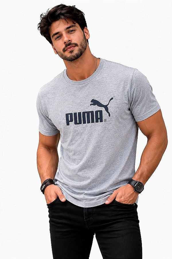 CAMISETA MASCULINA DTF PUMA - CINZA MESCLA