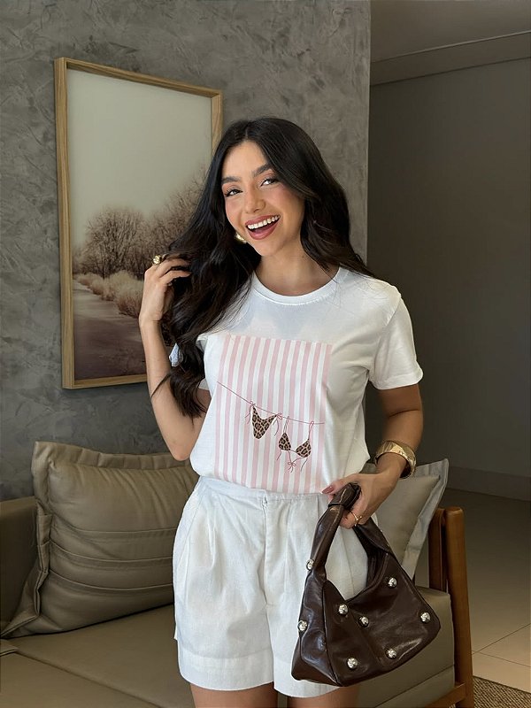 T-SHIRT DTF BIQUINI ANIMAL PRINT - OFF WHITE