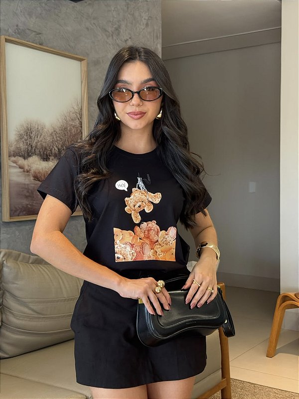 T-SHIRT DTF URSINHO HELP - PRETO