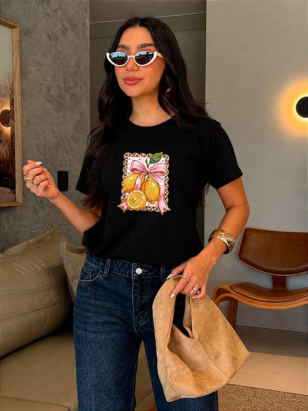 T-SHIRT DTF QUADRO LIMÃO SICILIANO - PRETO